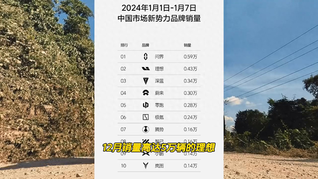 2024年第一周理想汽车销量腰斩，首次被问界超越#抖音汽车