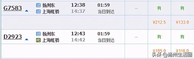 扬州高铁最新票价&时刻表公布！涉及北京、杭州