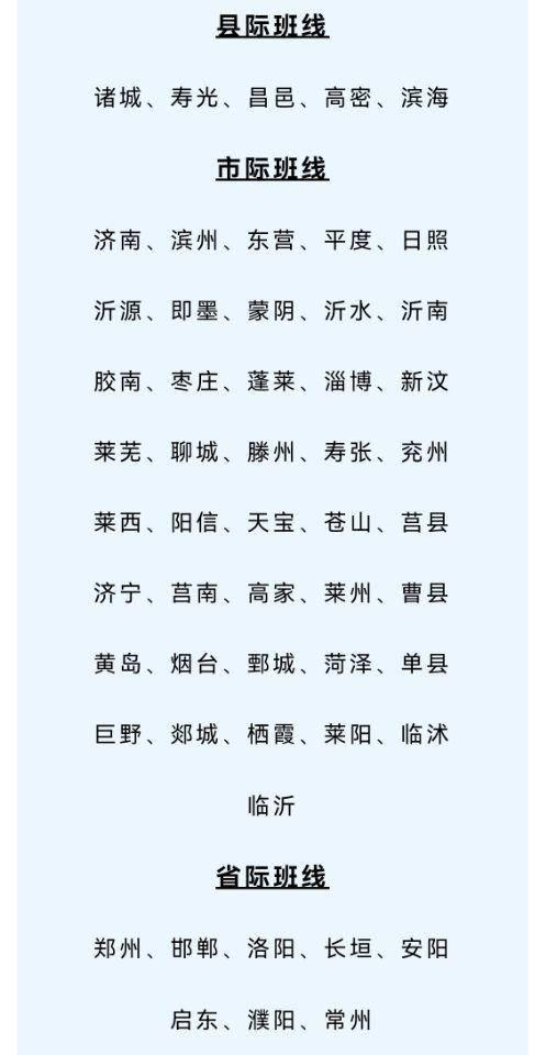 潍坊至省内班线已全面恢复运营