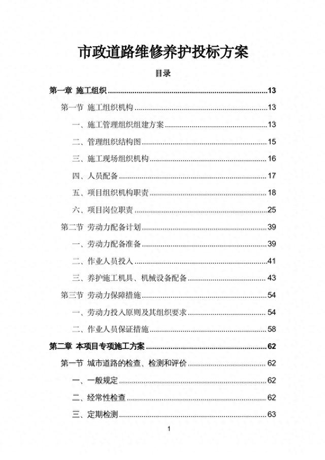 市政道路维修养护投标方案