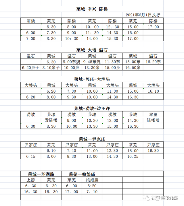 收藏！莱芜汽车站最新班次运行时刻表