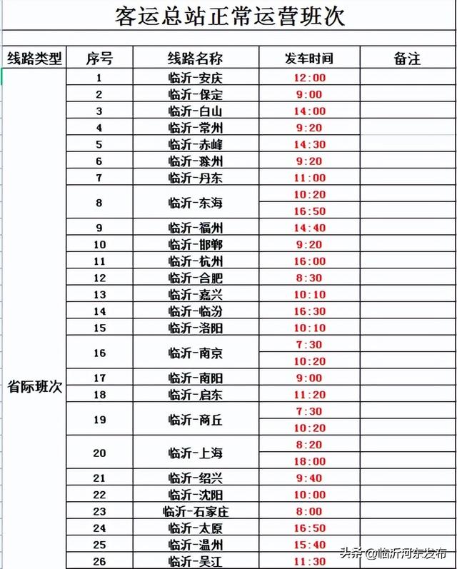 临沂客运总站及各分站、换乘中心营业时间调整及班次调整来了