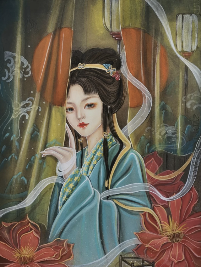 唯美头像：古风手绘少女插画，美艳绝伦，楚楚可人的美女