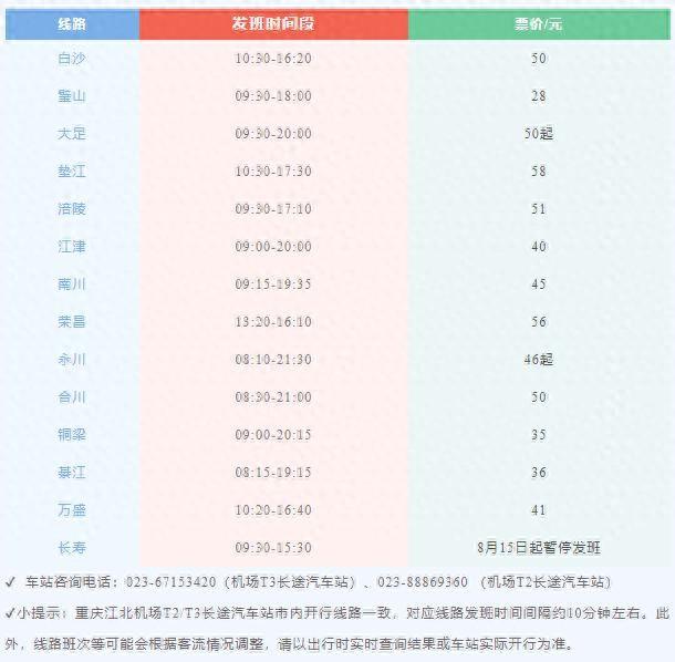 重庆江北机场T2T3长途汽车站乘车指南来了