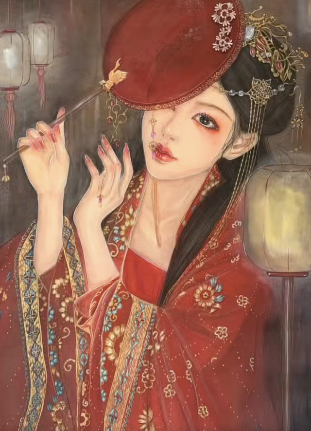 唯美头像：古风手绘少女插画，美艳绝伦，楚楚可人的美女